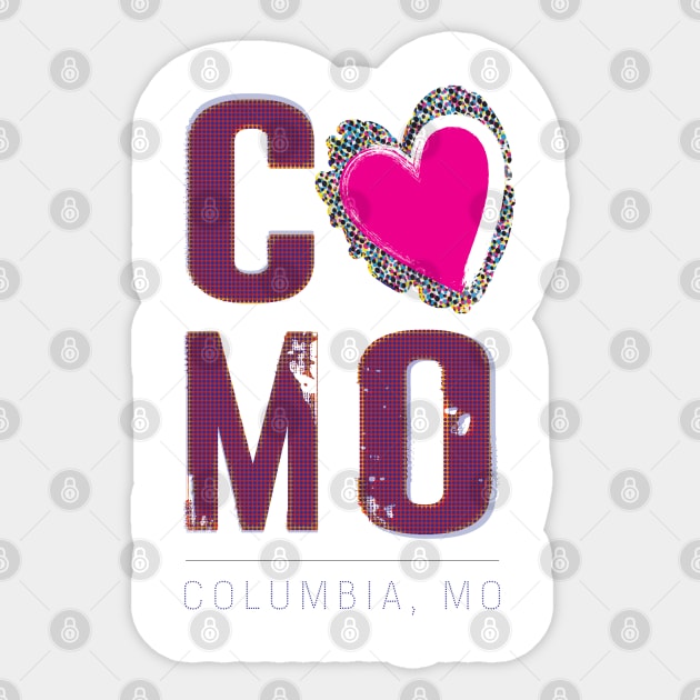 CoMo Love - Columbia, Missouri Sticker by MandaTshirt